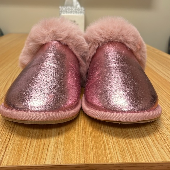 Anthropologie like new rose  color Metallic Scuff Slippers size small 5/6 - Picture 5 of 15
